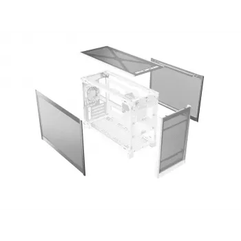 MONTECH TEN (W) Mini Tower PC-Gehäuse Weiß - Micro ATX / Mini-ITX, Tempered Glass, ARGB