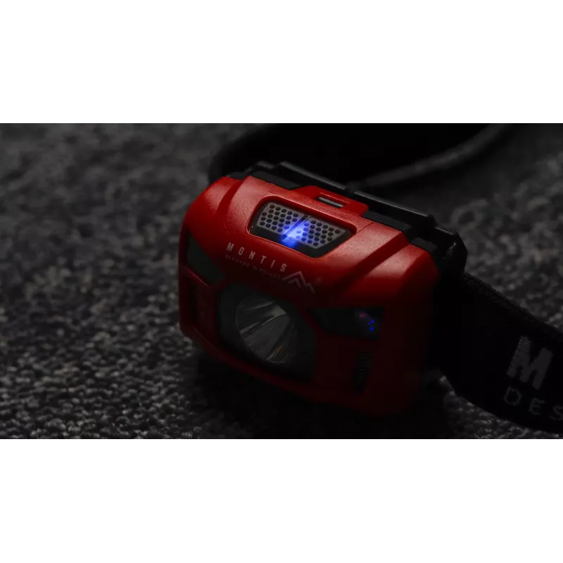 Montis MT002 Wiederaufladbare Stirnlampe mit Bewegungssensor, Rot/Schwarz