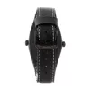 MONTRES DE LUXE Unisex Analog Quarz Uhr 09BK-3002 40mm Edelstahlgehäuse Schwarzes Lederarmband