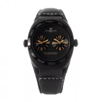 MONTRES DE LUXE Unisex Analog Quarz Uhr 09BK-3002 40mm Edelstahlgehäuse Schwarzes Lederarmband
