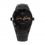 MONTRES DE LUXE Unisex Analog Quarz Uhr 09BK-3002 40mm Edelstahlgehäuse Schwarzes Lederarmband