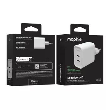 Mophie ROC GaN 45W Dual USB-C Wall Charger - Weiß