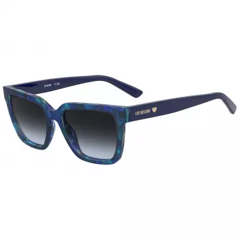 MOSCHINO LOVE Damen-Sonnenbrille MOL087-S-PJP Cat-Eye-Acetatrahmen, grau verlaufende Gläser, 55/17/140 mm