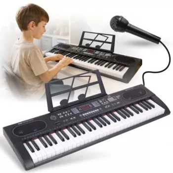 MQ 603 UFB 61-Tasten tragbares elektronisches Keyboard mit 200 Klängen, 200 Rhythmen, LCD-Display, Aufnahme, Lernfunktionen, Mikrofoneingang, USB-MP3-Wiedergabe und Netzteil - Schwarz