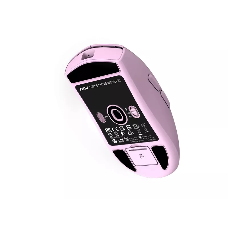 MSI FORGE GM340 W Leichte Gaming-Maus mit PixArt PAW-3311 Sensor, bis zu 12.000 DPI, Tri-Mode Wireless (2,4 GHz/Bluetooth/USB-C), Violett
