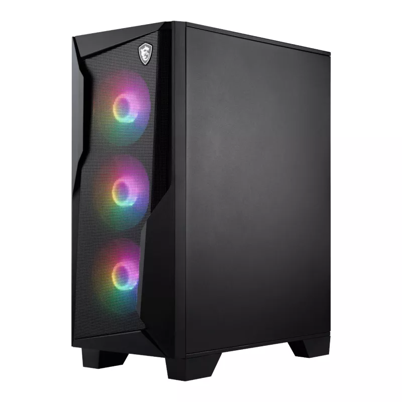 MSI MAG FORGE 130A Airflow ATX Mid-Tower Gaming-Gehäuse - Schwarz, Temperglas, 4x ARGB-Lüfter
