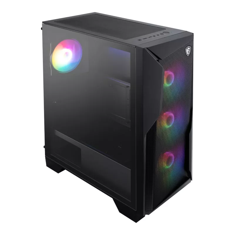 MSI MAG FORGE 130A Airflow ATX Mid-Tower Gaming-Gehäuse - Schwarz, Temperglas, 4x ARGB-Lüfter