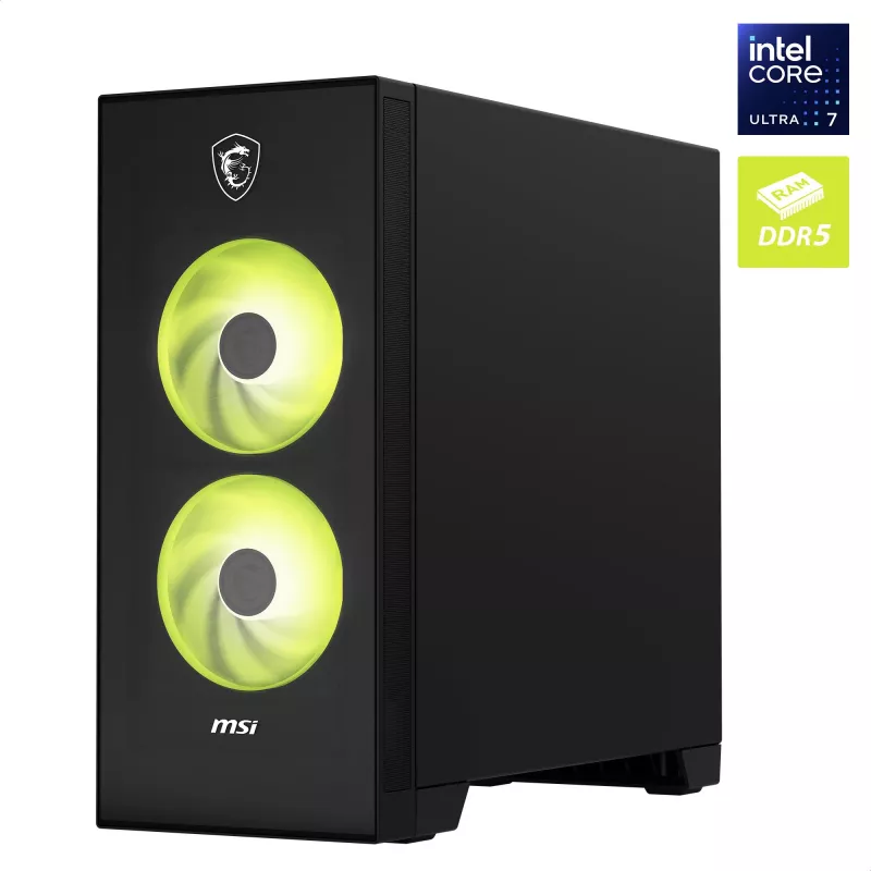 MSI MAG Infinite S AI 2nd 2NVM5-003AT Gaming-Desktop-PC - Intel Core Ultra 5 225F, RTX 5060 Ti, 16GB DDR5, 1TB SSD, Windows 11 Home, schwarz/transparent