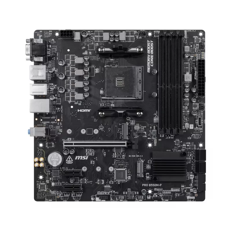 MSI PRO B550M-P Mainboard, AMD AM4, B550, Micro-ATX, 4x DDR4, 128GB Max, Dual M.2, Gigabit LAN