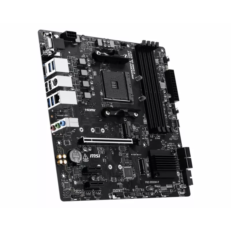 MSI PRO B550M-P Mainboard, AMD AM4, B550, Micro-ATX, 4x DDR4, 128GB Max, Dual M.2, Gigabit LAN