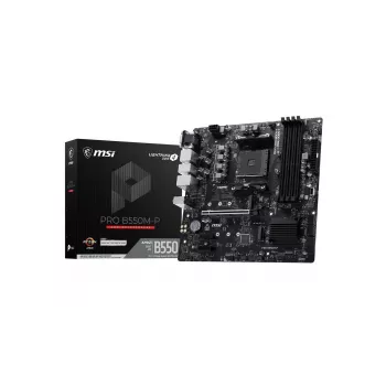 MSI PRO B550M-P Mainboard, AMD AM4, B550, Micro-ATX, 4x DDR4, 128GB Max, Dual M.2, Gigabit LAN