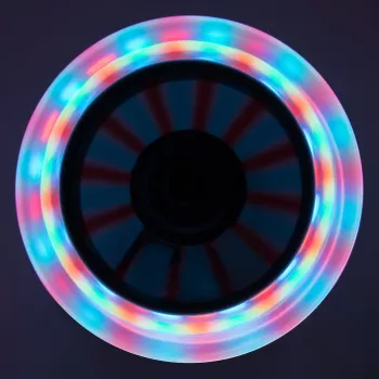MUUWMI AU 102 Aluminium Tretroller Neon 125 mm mit LED-Leuchträdern, faltbar, ABEC 5 Kugellager, max. 50 kg, Neongrün/Schwarz
