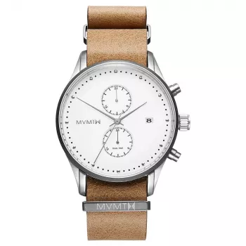 MVMT Damenuhr D-MV01-WT (42mm) - Weißes Zifferblatt, Weißes Lederarmband