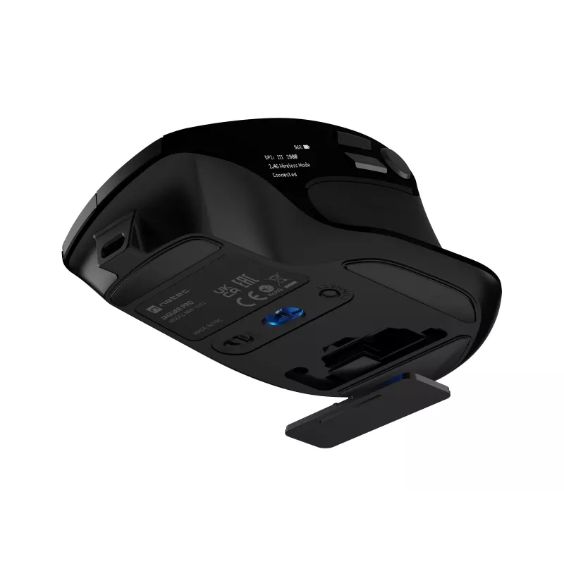 Natec Jaguar Pro Kabellose Gaming-Maus, 2,4 GHz + Bluetooth, 4000 DPI, Schwarz