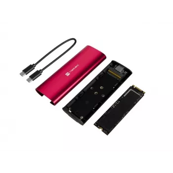 NATEC RHINO M.2 NVMe Externes SSD-Gehäuse, USB-C 3.2 Gen 2, Rubinrot