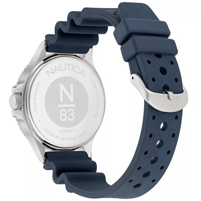Nautica Coral Bay Herren-Taucheruhr NAPCBS304 43mm blaues Silikonarmband