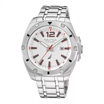 Nautica Herren Accra Beach Quarz Analog Uhr NAPTCS221 44mm schwarzes Zifferblatt Silikonarmband