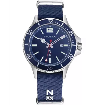 Nautica Herren NAPABS904 Analog Quarzuhr 43mm blaues Silikonarmband