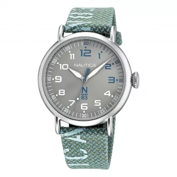 Nautica Herren NAPLSF019 Analog Quarz Edelstahl Uhr 40mm Blaues Zifferblatt