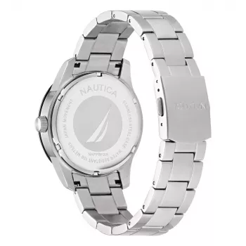 NAUTICA Herren NAPPBF201 Quarz Analog Uhr mit blauem Zifferblatt und blauem Silikonarmband, 42 mm