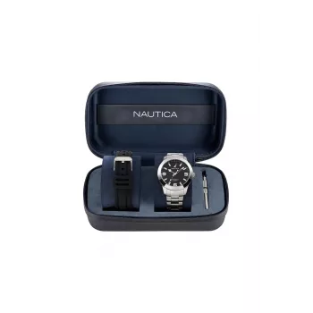 Nautica Herren NAPPBF205 Quarz-Chronograph Uhr 42mm Blau Silikon