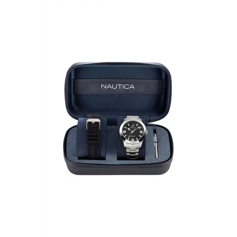 Nautica Herren NAPPBF205 Quarz-Chronograph Uhr 42mm Blau Silikon