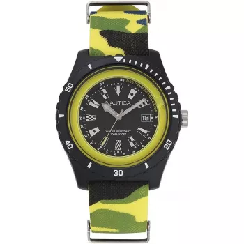 NAUTICA Herren NAPSRF007 Taucherinspirierte Quarzuhr, Blaues Zifferblatt, Blaues Silikonband, 46 mm