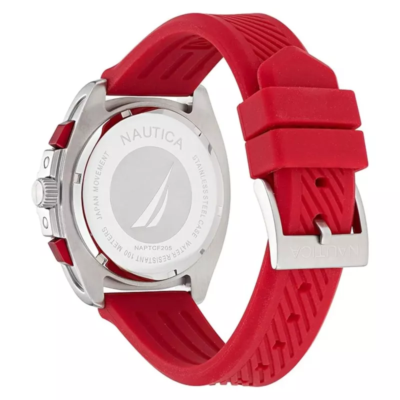 Nautica Herren Pacific Beach Chronograph Blaues Zifferblatt Silikonarmbanduhr NAPTCF205