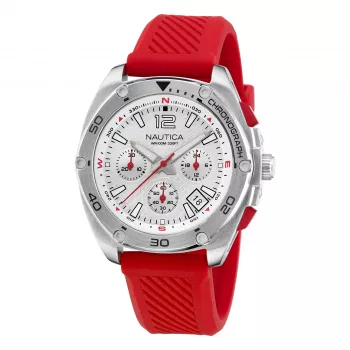 Nautica Herren Pacific Beach Chronograph Blaues Zifferblatt Silikonarmbanduhr NAPTCF205