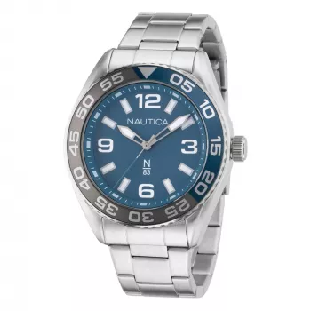 Nautica Herren Quarz Analog Uhr NAPFWS307 44mm Blaues Zifferblatt Blaues Silikonband