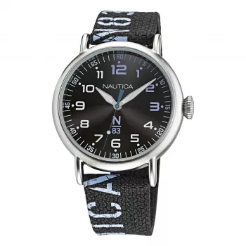 Nautica Herren Quarz Analog Uhr NAPLSF015 Blaues Zifferblatt Blaues Silikonarmband 40mm