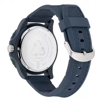 Nautica Herren Quarz-Chronograph Uhr NAPFWS302 45mm blaues Zifferblatt Silikonarmband