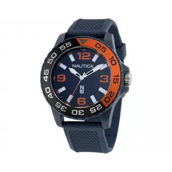 Nautica Herren Quarz-Chronograph Uhr NAPFWS302 45mm blaues Zifferblatt Silikonarmband