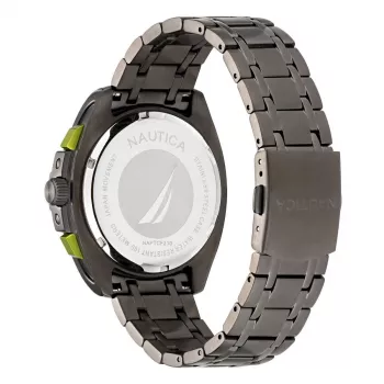 Nautica Herren Quarzuhr NAPTCF210 44mm Edelstahl Blaues Zifferblatt Silikonarmband