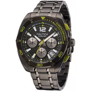 Nautica Herren Quarzuhr NAPTCF210 44mm Edelstahl Blaues Zifferblatt Silikonarmband