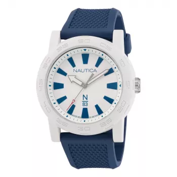 Nautica Herrenuhr NAPATF201 44mm Edelstahl Quarz Analog Schwarz Zifferblatt Silikonband