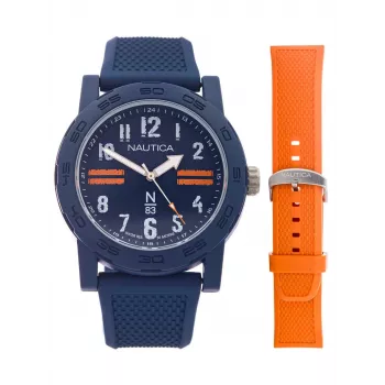 Nautica Herrenuhr NAPATS306 42,5mm Blaues Zifferblatt Silikonarmband