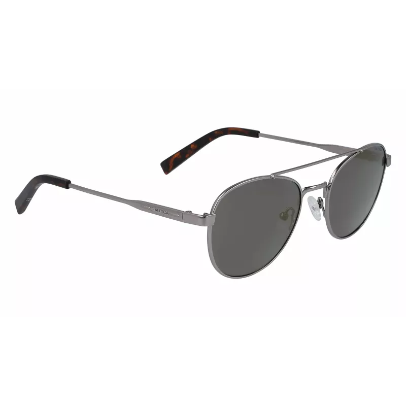 Nautica N4641SP-030 Herren-Rechteck-Sonnenbrille, Matt-Schwarzer Rahmen, Graue Gläser, 53 mm