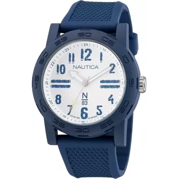 Nautica NAPATS301 Herren Quarz Analog Uhr 42,5mm Blaues Zifferblatt Silikon Armband