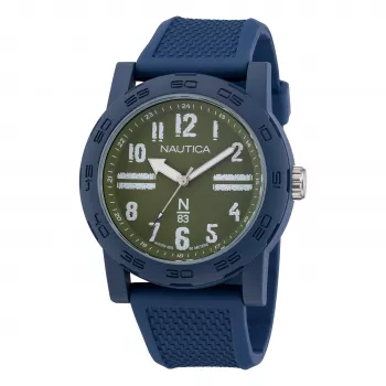 Nautica NAPATS305 Herren Quarz Analog Uhr Blaues Zifferblatt Silikonarmband 42,5mm