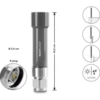 Navilock GNSS-Antenne N-Anschluss 18 dB aktiv Außenbereich Grau 10 cm (60738)