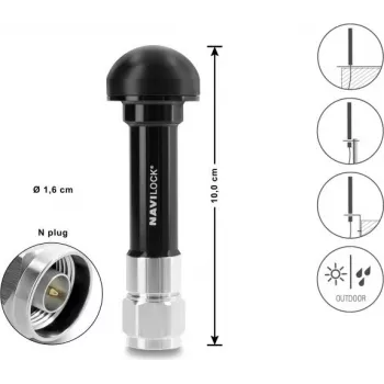 Navilock GNSS-Antenne N-Stecker 28 dB aktiv Außenbereich Schwarz 10 cm (60763)