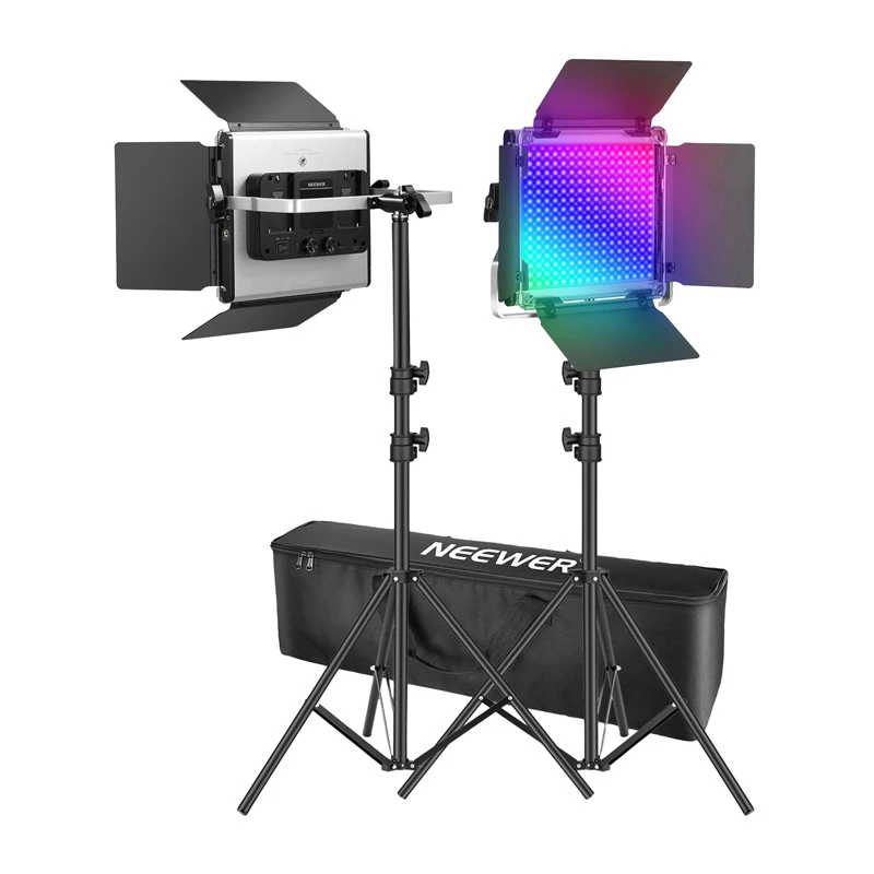 NEEWER 2×660 PRO II RGB LED Video Light Kit mit 2×200cm Lichtstativ