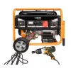 NEO TOOLS 04-732 Drehstrom-Benzingenerator 7,5 kW mit AVR, Elektrostart, Rädern
