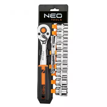 NEO Tools 10-020 219-teiliger Chrom-Vanadium Steckschlüsselsatz mit 1/4 inch, 3/8 inch, 1/2 inch Antrieben, Ratschen, Bits, Schraubenschlüsseln, Inbusschlüsseln