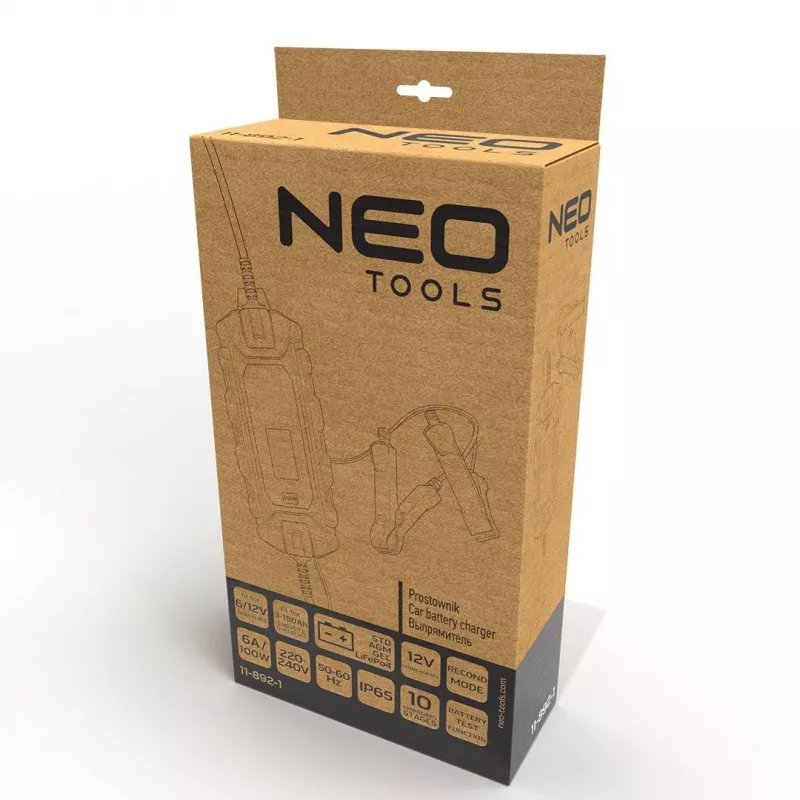 NEO Tools 11-892-1 Krokodilklemmen für Fahrzeugbatterieladegeräte, 15 A, 12 V/24 V, Paar