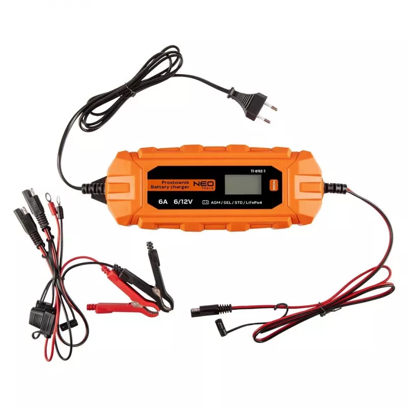 NEO Tools 11-892-1 Krokodilklemmen für Fahrzeugbatterieladegeräte, 15 A, 12 V/24 V, Paar