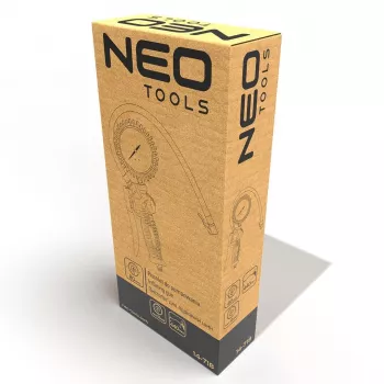 NEO Tools 14-718 5-teiliges Kompressor-Zubehörset mit Spiralschlauch, Blaspistole und Reifenfüllpistole