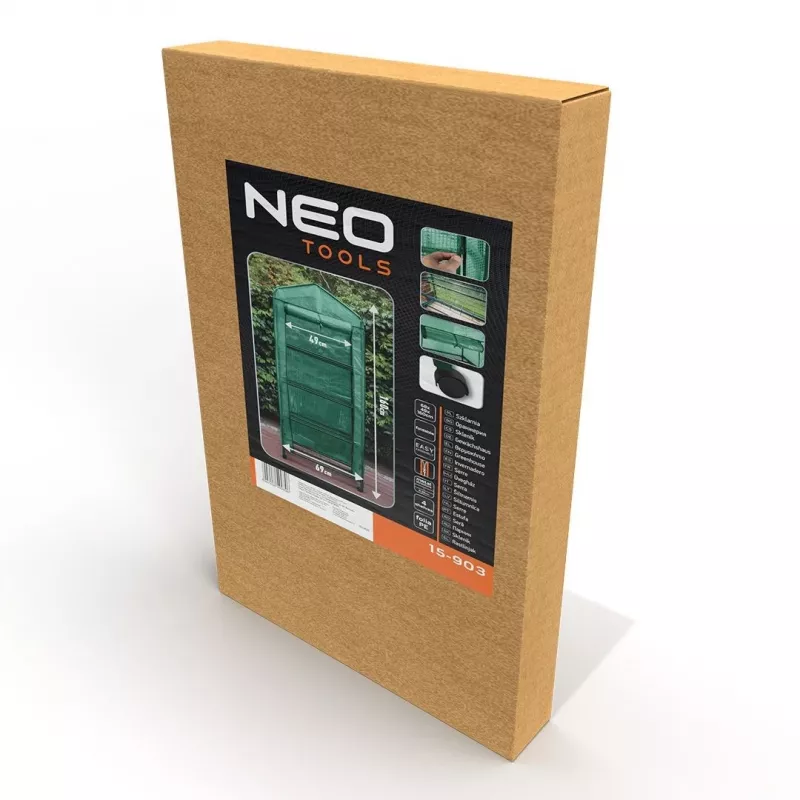 NEO Tools 15-903 Frühbeet-Gewächshaus 180x92x92 cm PE-Abdeckung Stahlrahmen