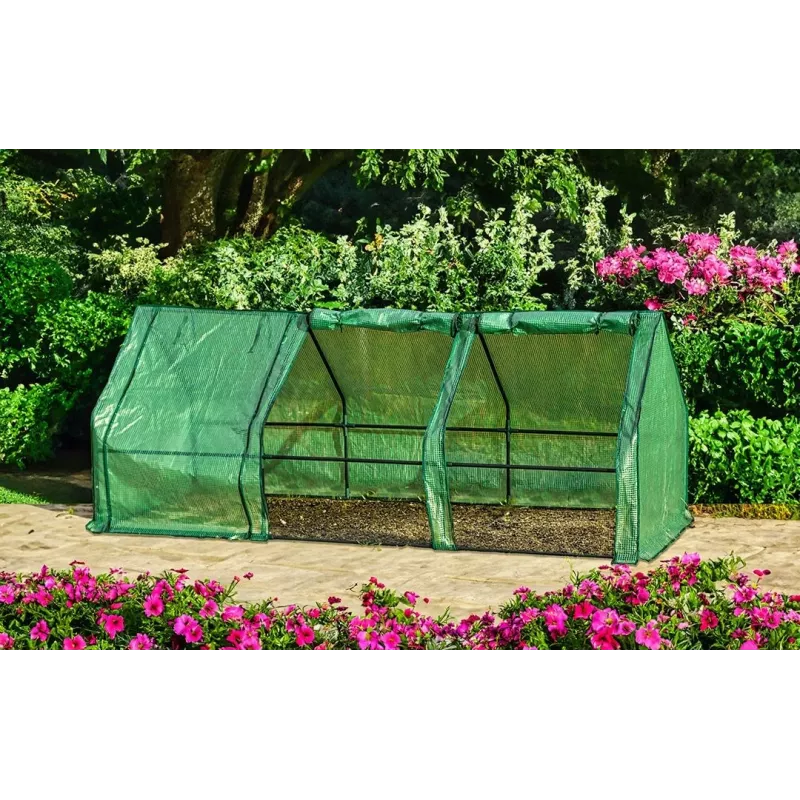 NEO Tools 15-912 Frühbeet-Gewächshaus mit Doppelstegplatten aus Polycarbonat, eloxiertem Aluminiumrahmen, 0,6 m² Anbaufläche, 2 verstellbaren Deckeln, UV-Schutz, Silber